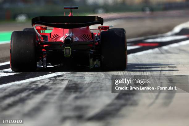 Charles Leclerc of Monaco driving the Ferrari SF-23 in the Pitlane during final practice ahead of the F1 Grand Prix of Bahrain at Bahrain...