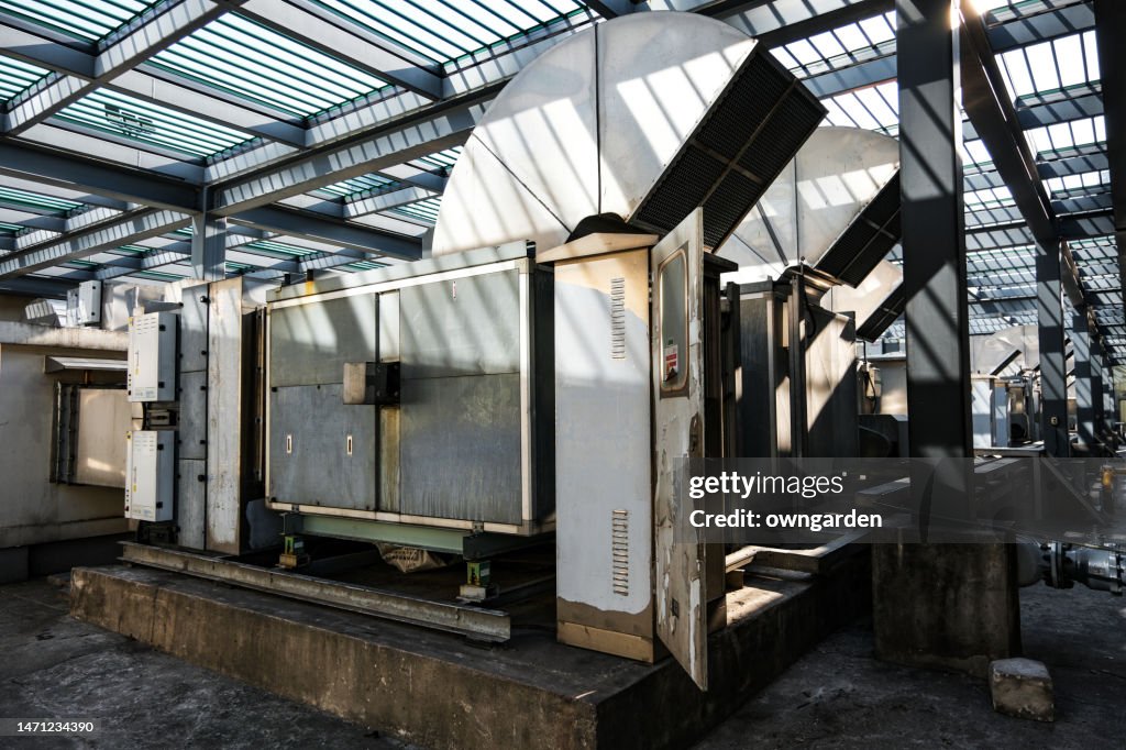 Air conditioning systems on the roof of modern building.