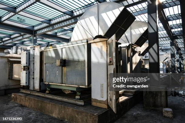 air conditioning systems on the roof of modern building. - duct cleaning stock pictures, royalty-free photos & images