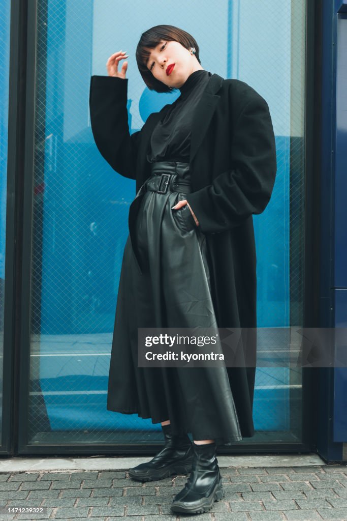 Young Woman With Short Hair Full Body