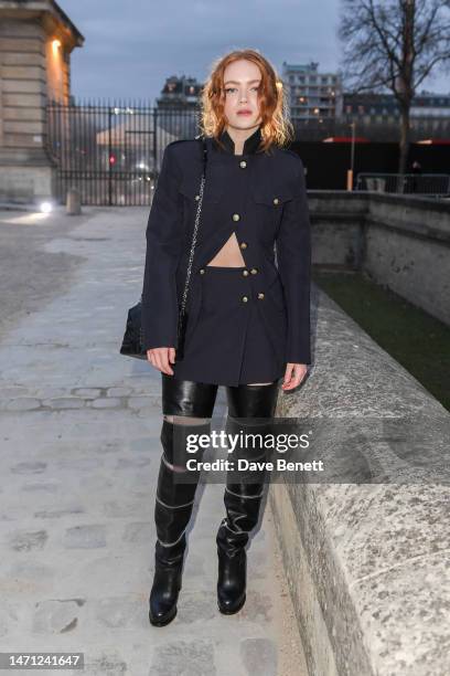 Sadie Sink attends the Alexander McQueen FW23 show during Paris Fashion Week at Les Invalides on March 4, 2023 in Paris, France.