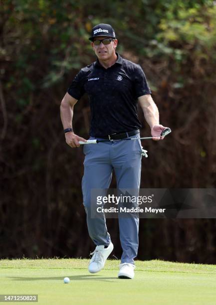 Ricky Barnes of the United States putt on the 7th hole during the third round of the Puerto Rico Open at Grand Reserve Golf Club on March 04, 2023 in...