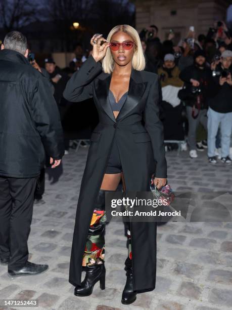 Tiwa Savage attends the Alexander McQueen Womenswear Fall Winter 2023-2024 show as part of Paris Fashion Week on March 04, 2023 in Paris, France.