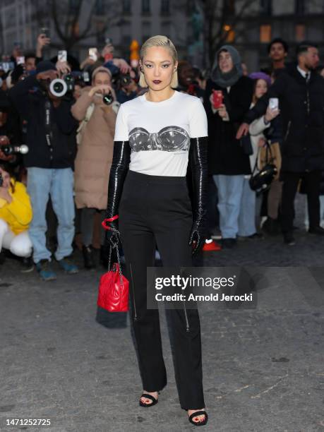 Pom Klementieff attends the Alexander McQueen Womenswear Fall Winter 2023-2024 show as part of Paris Fashion Week on March 04, 2023 in Paris, France.