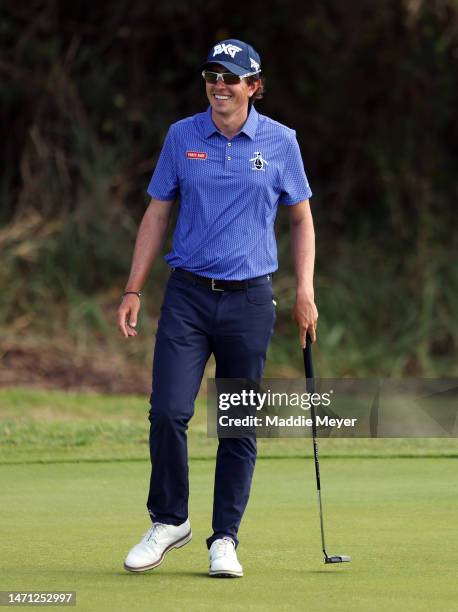 Nico Echavarria of Columbia reacts after his putt on the 7th hole during the third round of the Puerto Rico Open at Grand Reserve Golf Club on March...