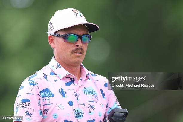 Rickie Fowler of the United States walks off the first tee during the third round of the Arnold Palmer Invitational presented by Mastercard at Arnold...