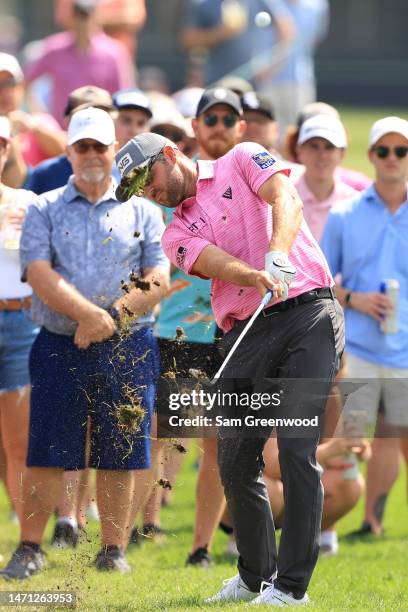 Corey Conners of Canada plays an approach shot on the first hole during the third round of the Arnold Palmer Invitational presented by Mastercard at...