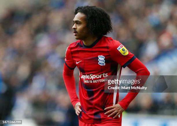 Tahith Chong of Birmingham City looks on during the Sky Bet Championship between Wigan Athletic and Birmingham City at DW Stadium on March 04, 2023...