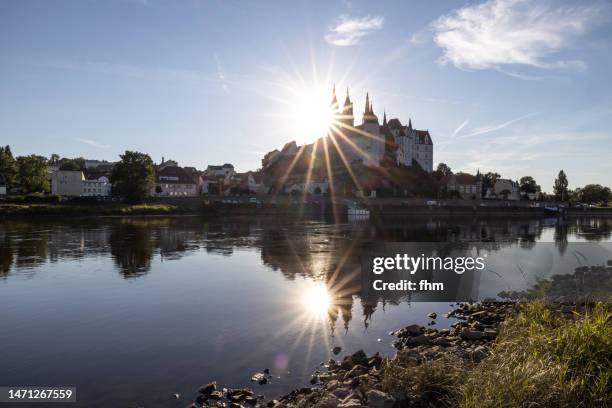 meißen and albrechtsburg with bright sun, saxony/ germany - saxony stock pictures, royalty-free photos & images