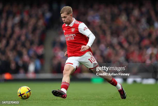 Emile Smith Rowe of Arsenal during the Premier League match between Arsenal FC and AFC Bournemouth at Emirates Stadium on March 04, 2023 in London,...