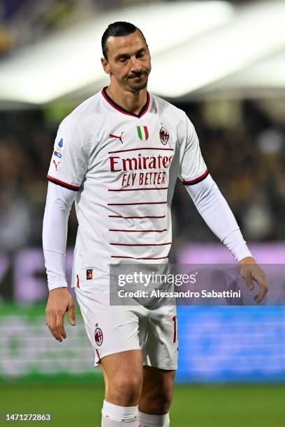 Zlatan Ibrahimovic of AC Milan during the Serie A match between ACF Fiorentina and AC MIlan at Stadio Artemio Franchi on March 04, 2023 in Florence,...