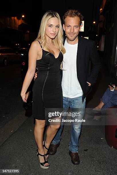 Emanuela Postacchini and Stephen Dorff attend Officiel Hommes Paris Dinner on June 25, 2012 in Milan, Italy.