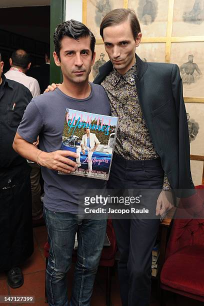 Andre Saraiva and Christopher Niquet attend Officiel Hommes Paris Dinner on June 25, 2012 in Milan, Italy.