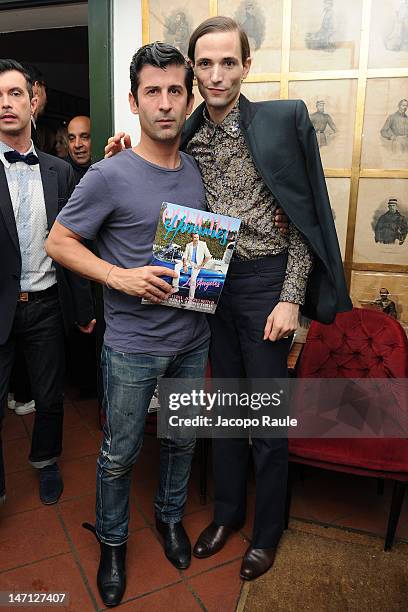 Andre Saraiva and Christopher Niquet attend Officiel Hommes Paris Dinner on June 25, 2012 in Milan, Italy.