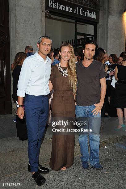 Pablo Arroyo, Fiammetta Cicogna and Carlo Mazzoni attend Officiel Hommes Paris Dinner on June 25, 2012 in Milan, Italy.