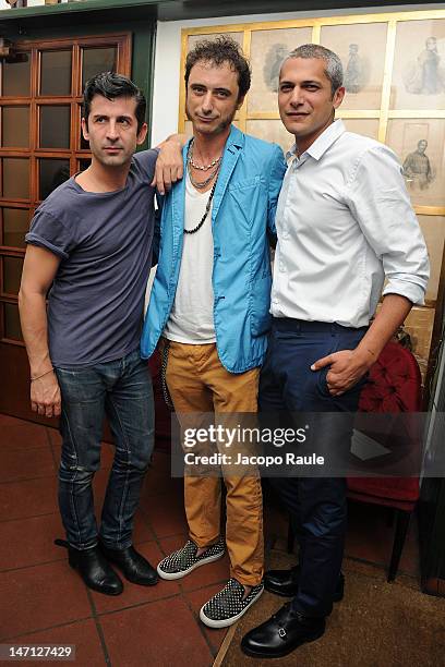 Andre Saraiva and Pablo Arroyo attend Officiel Hommes Paris Dinner on June 25, 2012 in Milan, Italy.