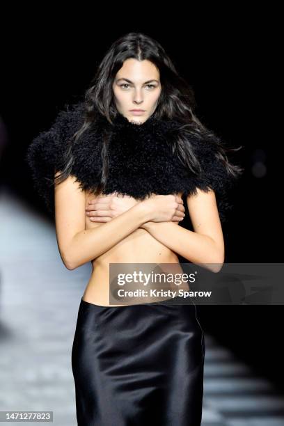 Vittoria Ceretti walks the runway during the Ann Demeulemeester Womenswear Fall Winter 2023-2024 show as part of Paris Fashion Week on March 04, 2023...