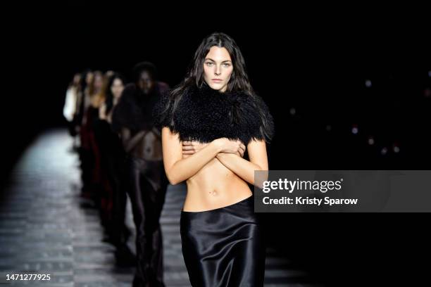 Models walk the runway during the Ann Demeulemeester Womenswear Fall Winter 2023-2024 show as part of Paris Fashion Week on March 04, 2023 in Paris,...