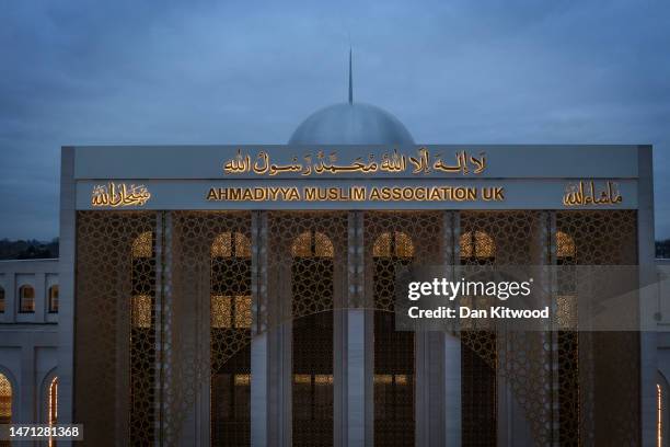 An aerial view of the Baitul Futuh Mosque on March 04, 2023 in Morden, London, England. Parts of the mosque have undergone a £20 million pound...