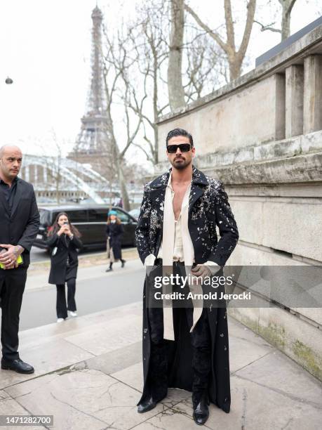 Michele Morrone attends the Elie Saab Womenswear Fall Winter 2023-2024 show as part of Paris Fashion Week on March 04, 2023 in Paris, France.