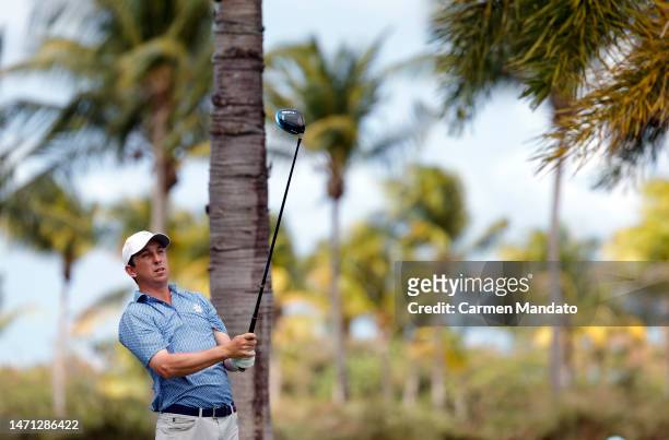 Paul Haley II of the United States hits his first shot on the 2nd hole during the third round of the Puerto Rico Open at Grand Reserve Golf Club on...