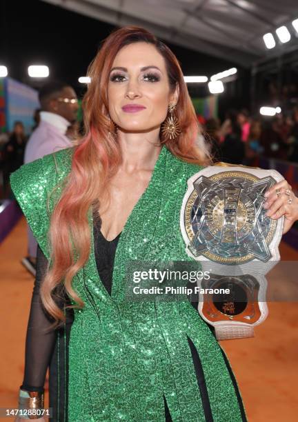 Becky Lynch attends the 2023 Nickelodeon Kids' Choice Awards at Microsoft Theater on March 04, 2023 in Los Angeles, California.