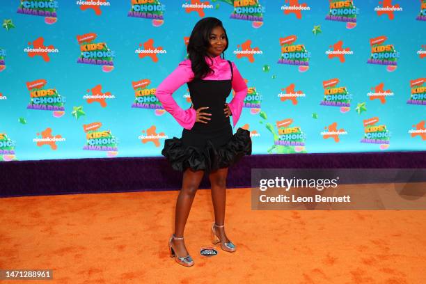 Celina Smith attends the 2023 Nickelodeon Kids' Choice Awards at Microsoft Theater on March 04, 2023 in Los Angeles, California.