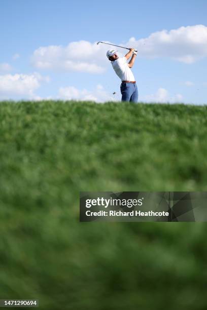 Cameron Young of the United States plays his shot from the 14th tee during the third round of the Arnold Palmer Invitational presented by Mastercard...