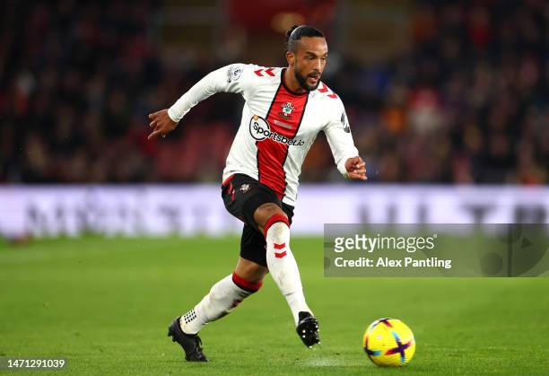 Theo Walcott of Southampton during the Premier League match between Southampton FC and Leicester City at Friends Provident St. Mary's Stadium on...
