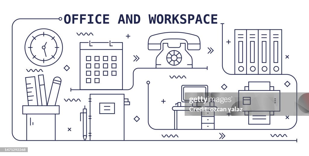 Office Workspaces Vector Office And Workspace Vector Design The Design Is Editable And The Color ...