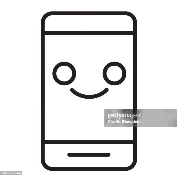 artificial intelligence chatbot on smartphone thin line icon - editable stroke - digital transformation white background stock illustrations