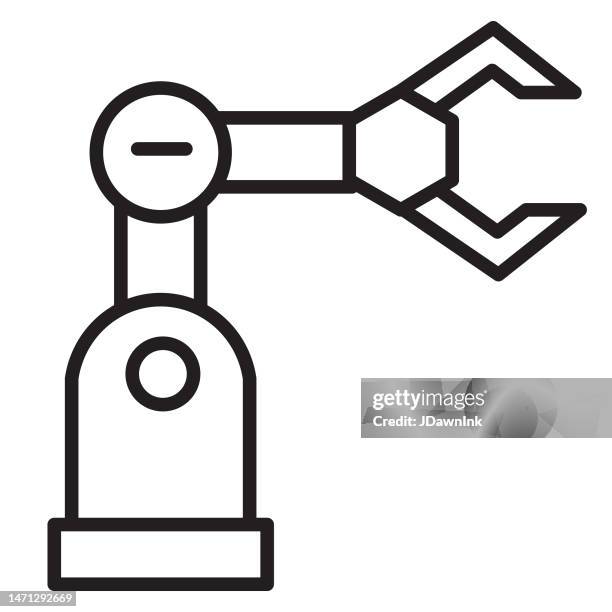 artificial intelligence robotic arm thin line icon - editable stroke - robotics stock illustrations