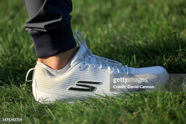 Golf shoe worn by Matthew Fitzpatrick of England lies by the green on the 16th hole during the third round of the Arnold Palmer Invitational...