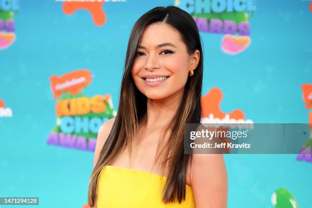Miranda Cosgrove attends Nickelodeon's 2023 Kids' Choice Awards at Microsoft Theater on March 04, 2023 in Los Angeles, California.