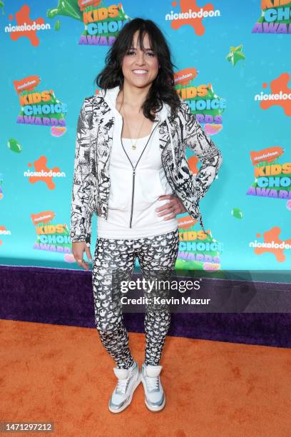 Michelle Rodriguez attends the 2023 Nickelodeon Kids' Choice Awards at Microsoft Theater on March 04, 2023 in Los Angeles, California.