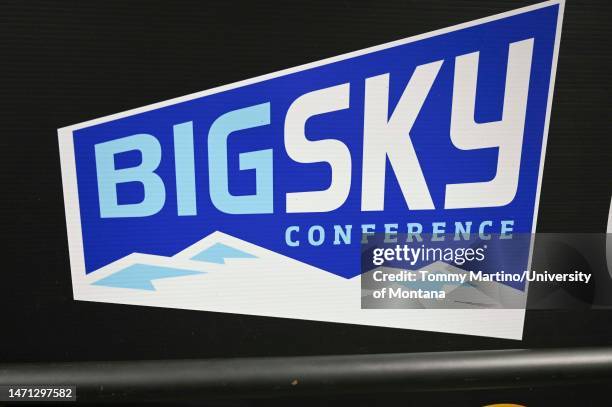 The Big Sky Conference logo pictured during a game between the Portland State Vikings and the Idaho State Bengals at Idaho Central Arena on March 04,...