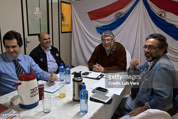 The former President of Paraguay Fernando Lugo attends a meeting of the Pais Solidario Party with the Interior Minister, Carlos Filizzola , Miguel...