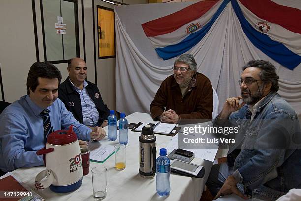 The former President of Paraguay Fernando Lugo attends a meeting of the Pais Solidario Party with the Interior Minister, Carlos Filizzola , Miguel...