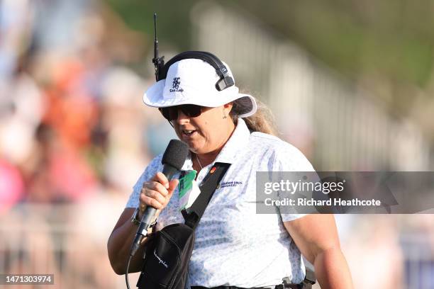 Commentator Fanny Sunesson, former caddie, is seen during the third round of the Arnold Palmer Invitational presented by Mastercard at Arnold Palmer...