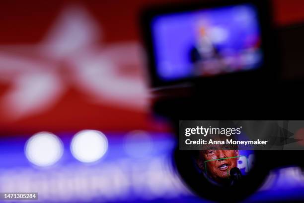 Former U.S. President Donald Trump addresses the annual Conservative Political Action Conference at Gaylord National Resort & Convention Center on...