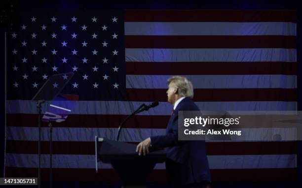 Former U.S. President Donald Trump addresses the annual Conservative Political Action Conference at Gaylord National Resort & Convention Center on...