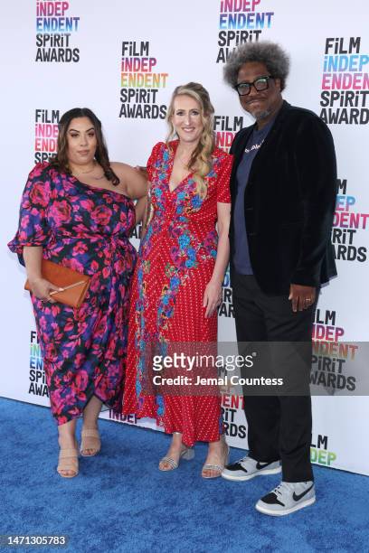 Geraldine L. Porras, Katie A. King and W. Kamau Bell attend the 2023 Film Independent Spirit Awards on March 04, 2023 in Santa Monica, California.