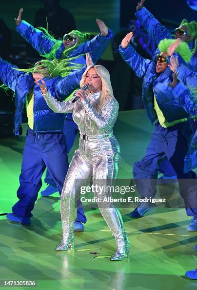 Bebe Rexha performs onstage during the 2023 Nickelodeon Kids' Choice