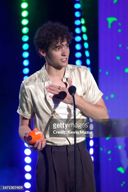 Joshua Bassett accepts the Favorite Male TV Star award for "High School Musical: The Musical: The Series" as Ricky onstage during the 2023...