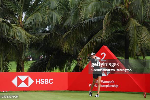 Nelly Korda of The United States tees off on the second hole during Day Four of the HSBC Women's World Championship at Sentosa Golf Club on March 05,...