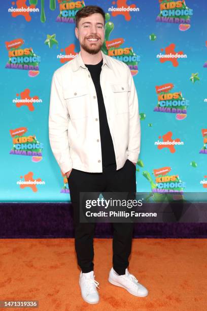 MrBeast attends the 2023 Nickelodeon Kids' Choice Awards at Microsoft Theater on March 04, 2023 in Los Angeles, California.