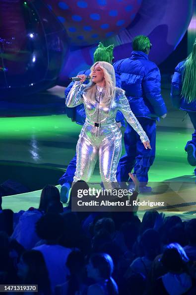 Bebe Rexha performs onstage during the 2023 Nickelodeon Kids' Choice