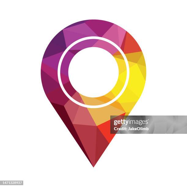 gps location pin colorful low poly - work placement stock illustrations