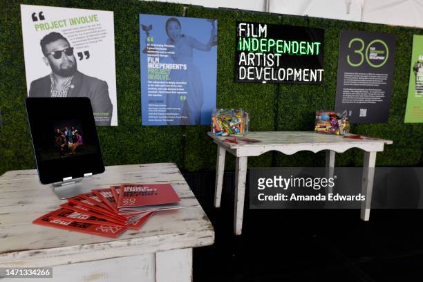 General view of signage as seen during the 2023 Film Independent Spirit Awards on March 04, 2023 in Santa Monica, California.