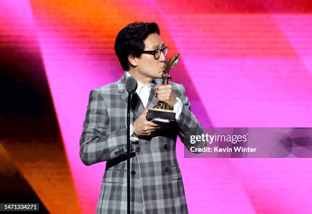 Ke Huy Quan accepts the Best Supporting Performance award for “Everything Everywhere All at Once” onstage during the 2023 Film Independent Spirit...